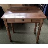 Pine single drawer table with upstand