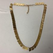 9ct gold flat fancy link necklace, 46cm. 20g
