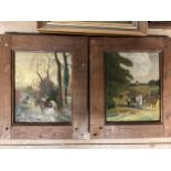 Aberthalet, French XX oil on canvas of a river woodland scene, and other prints