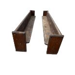 A good pair of large oak church pews or benches, (cleared from a party barn) 360cmL x 50cm D x