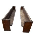 A good pair of large oak church pews or benches, (cleared from a party barn) 360cmL x 50cm D x