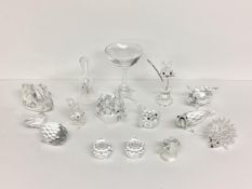 A large collection of Swarovski glass ornaments