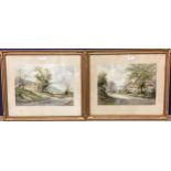H Rawson, British, C19th/C20th, pair of watercolour on paper of country scenes, in gilt glazed