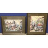Tepo (French XX), Two oil on canvas of Parisian Street scenes in gilt glazed frames, signed and