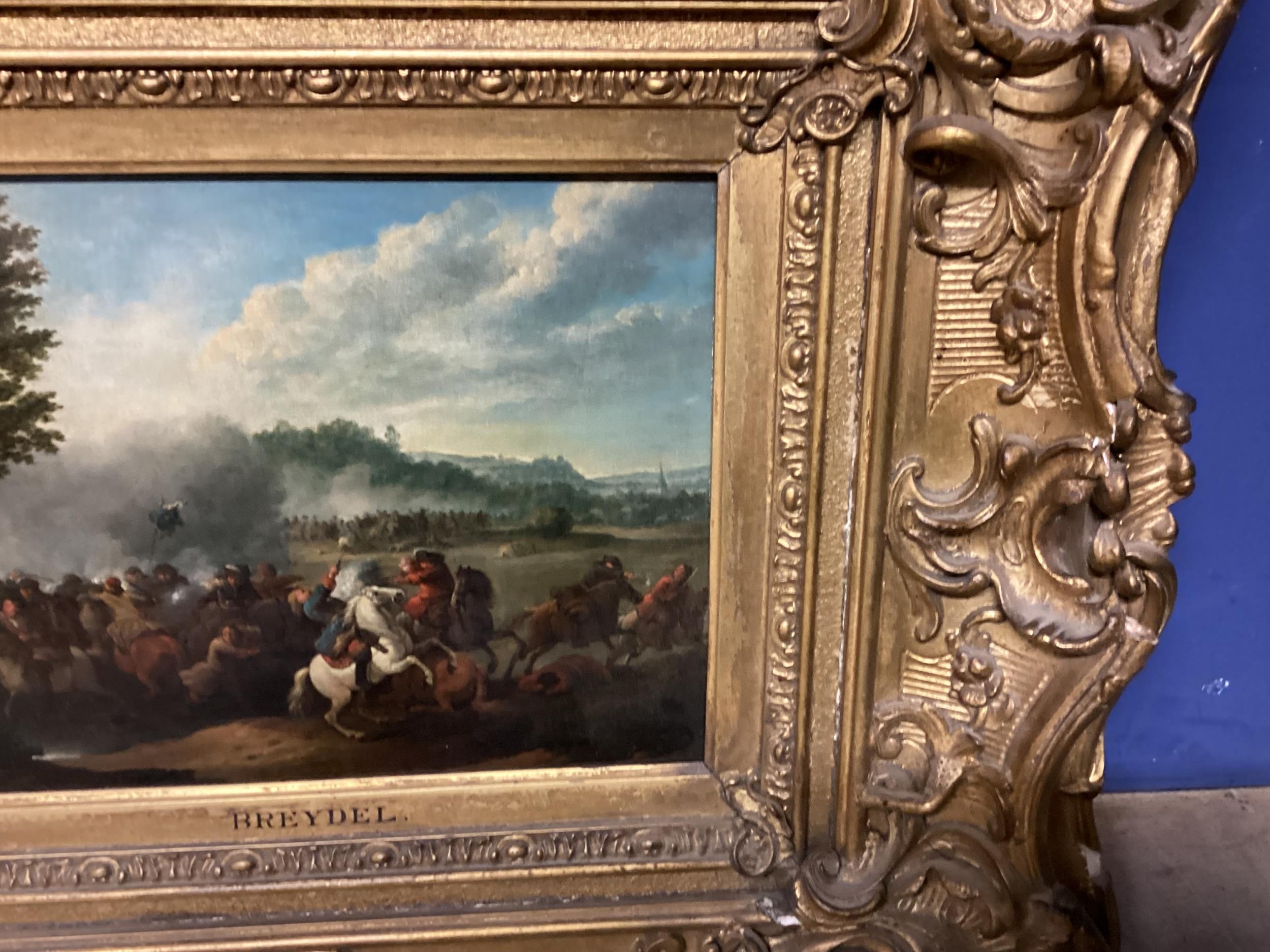 KAREL BREYDEL (1678-1733) , oil on board/panel, matched pair of Cavalry engagements, in matching - Image 18 of 21