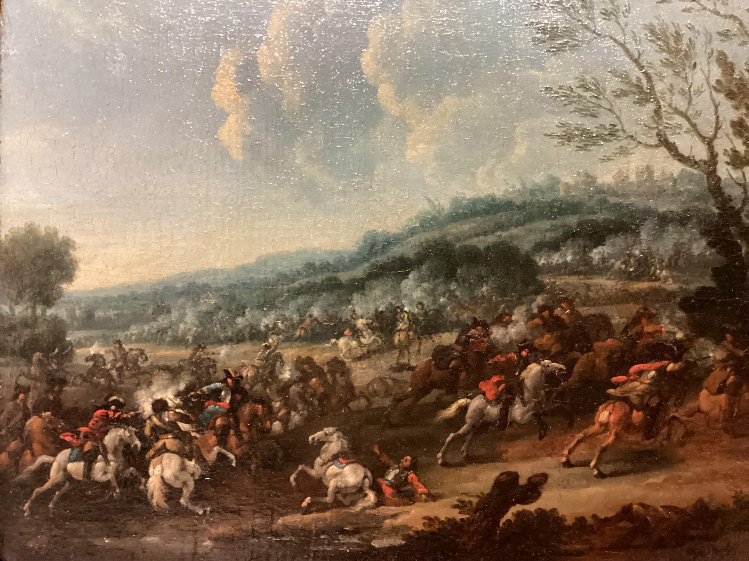 KAREL BREYDEL (1678-1733) , oil on board/panel, matched pair of Cavalry engagements, in matching - Image 4 of 21
