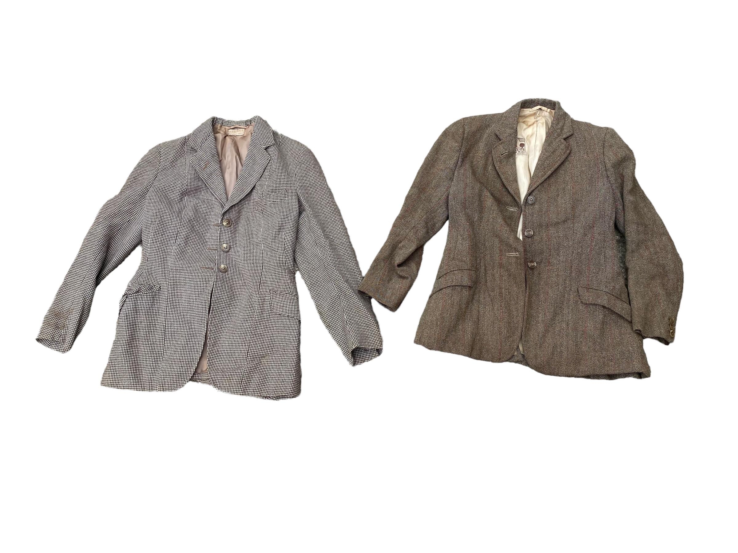 Two ladies black hunting jackets with hunt buttons and two tweed hacking jackets, Frank Hall, Moss - Image 2 of 2