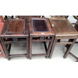 Three C19th/C20th Chinese hardwood side tables, or stools, largest 50cmH