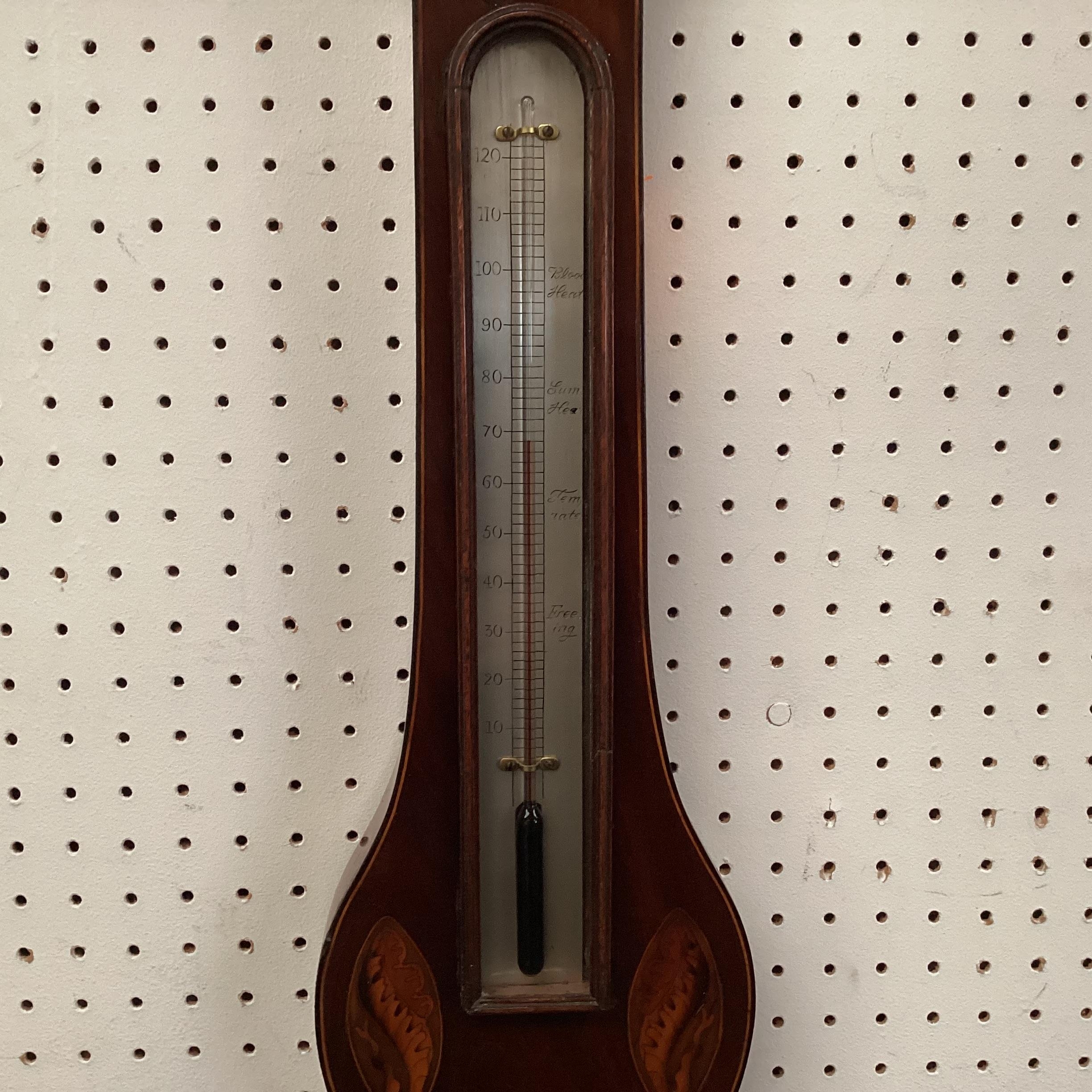 Mahogany string and shell inlaid banjo barometer by Luvatti of Preston 100cm - Image 3 of 4