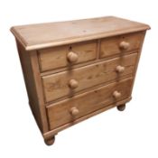 Small Victorian pine chest of 2 short and 2 long drawers, 88cm W x 42cmD x 82cm H