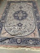 Two art silk Indian rugs, larger (202 x 301) and smaller (180x126), both with some wear