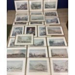 Large collection of modern etching prints of Chinese scenes, in gilt glazed frames (24)