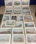 Large collection of modern etching prints of Chinese scenes, in gilt glazed frames (24)