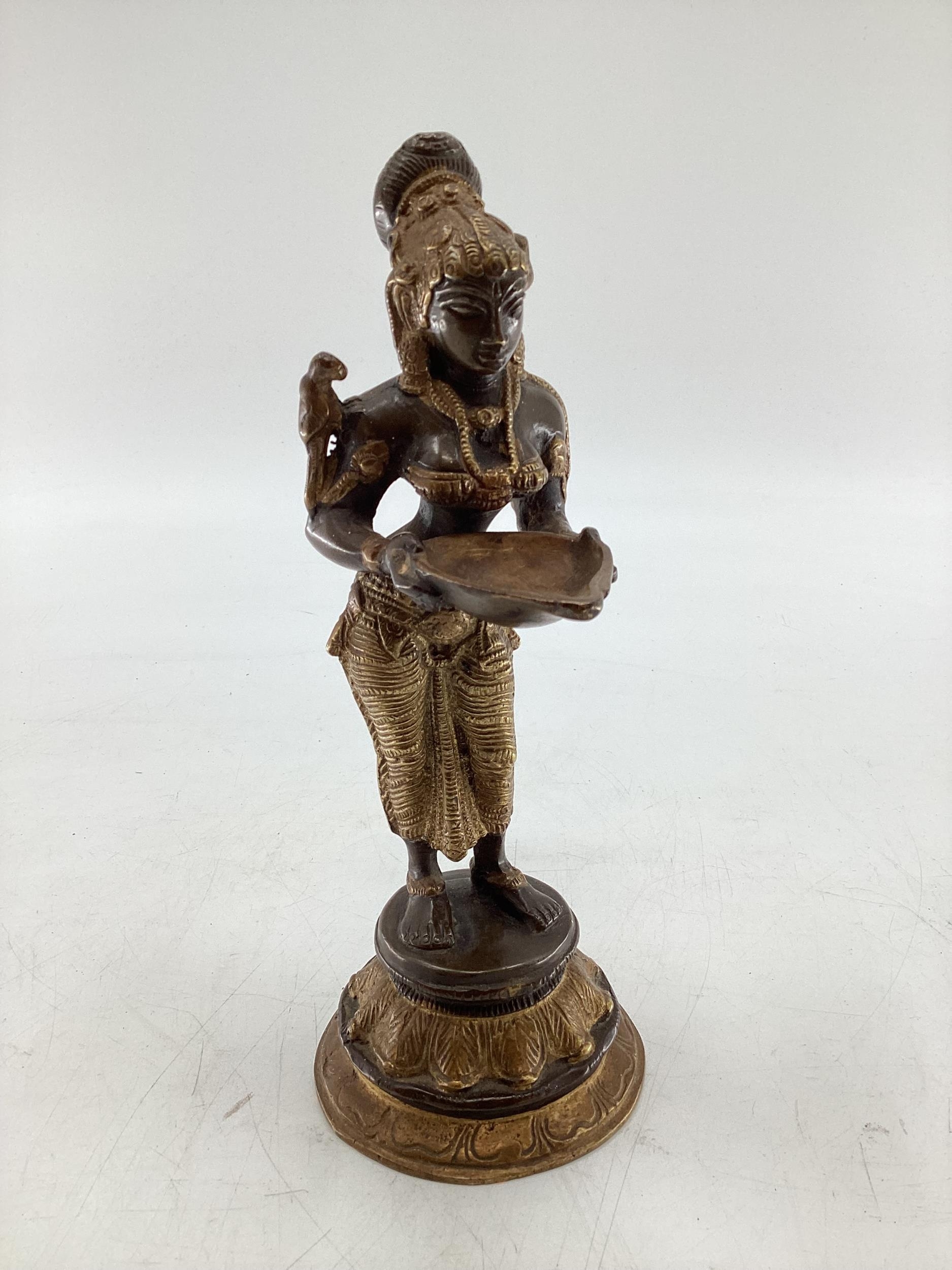 A South Asian bronze figure of Deepa Lakshmi (representation of the Hindu Goddess Lakshmi) symbol of - Image 6 of 6