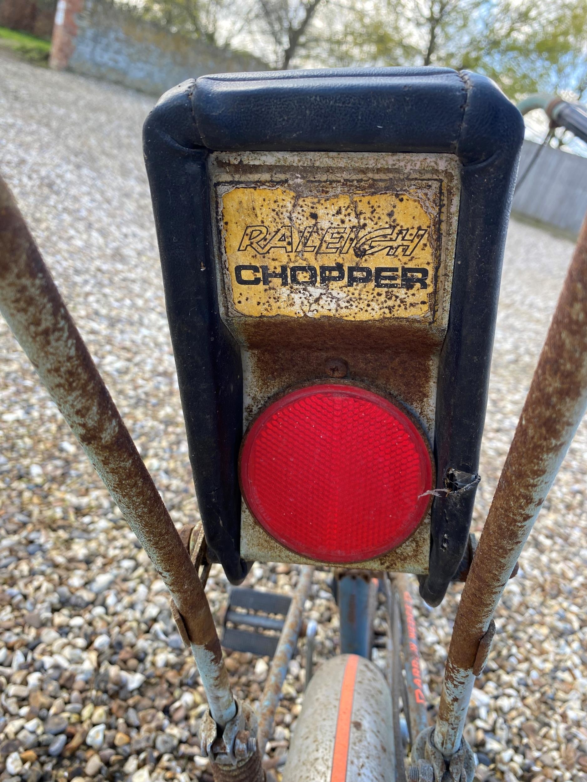 A vintage Raleigh Chopper bike, stamped Arrow Wedge, serial number slightly worn. Bike rusty and - Image 6 of 8