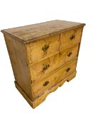 Small Victorian pine chest of two short over 3 long drawers, 84W x 82cmH approx., some wear and