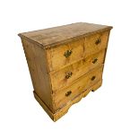 Small Victorian pine chest of two short over 3 long drawers, 84W x 82cmH approx., some wear and