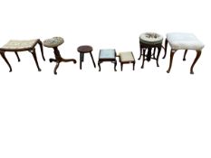 A quantity of small stools, piano stools, and foot stools, all as found