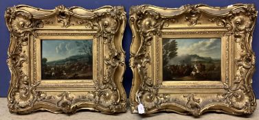 KAREL BREYDEL (1678-1733) , oil on board/panel, matched pair of Cavalry engagements, in matching
