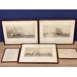 Three William Lionel Wyllie RA RI RE (1851-93) Etchings, each signed in pencil lower left, depicting