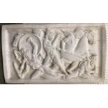 A decorative, composite relief panel, scene depicting chariots and horses, 79 x 45