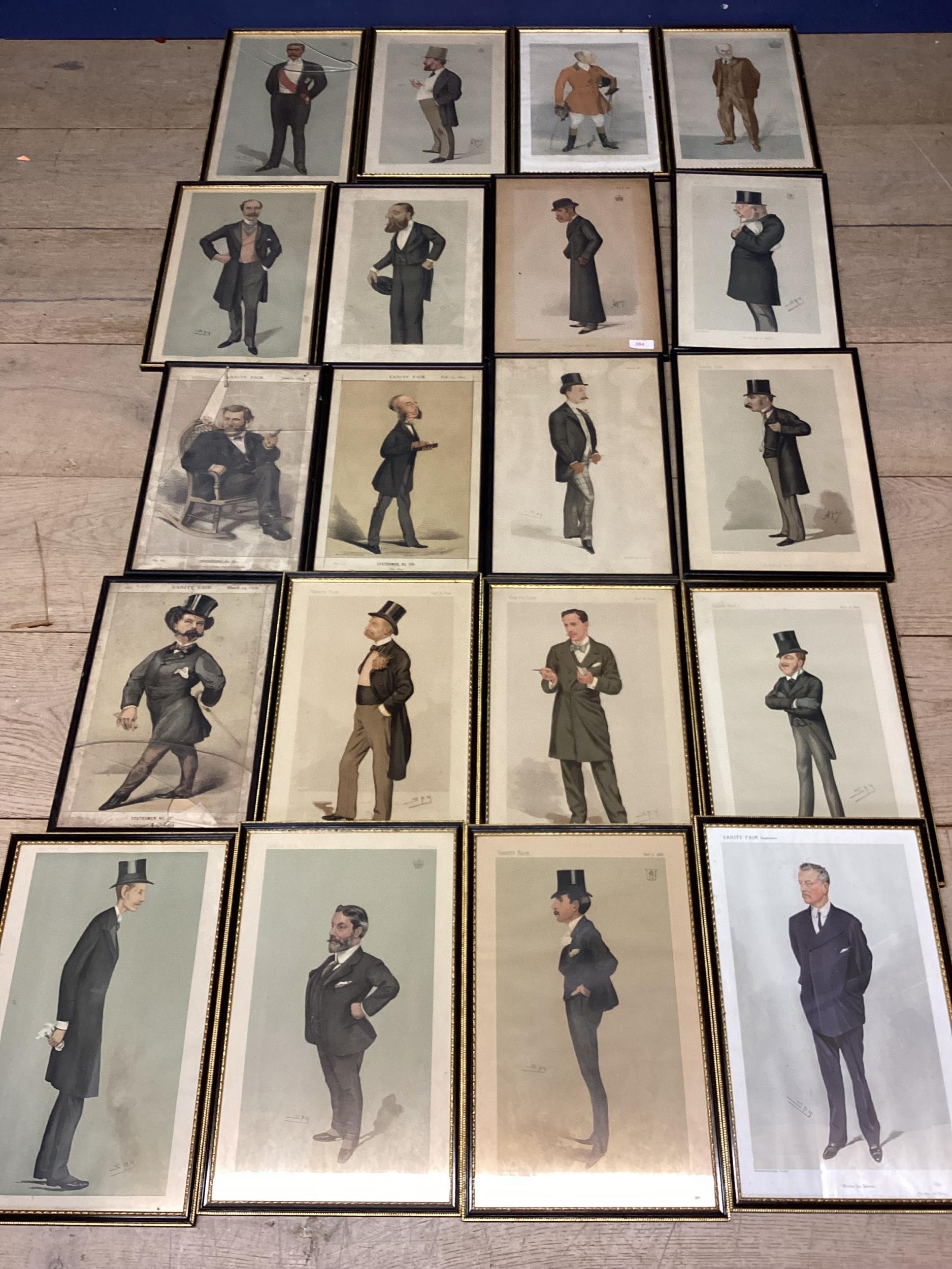A collection of framed Vanity Fair Prints, various subjects, in partial gilt glazed frames, many