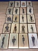 A collection of framed Vanity Fair Prints, various subjects, in partial gilt glazed frames, many