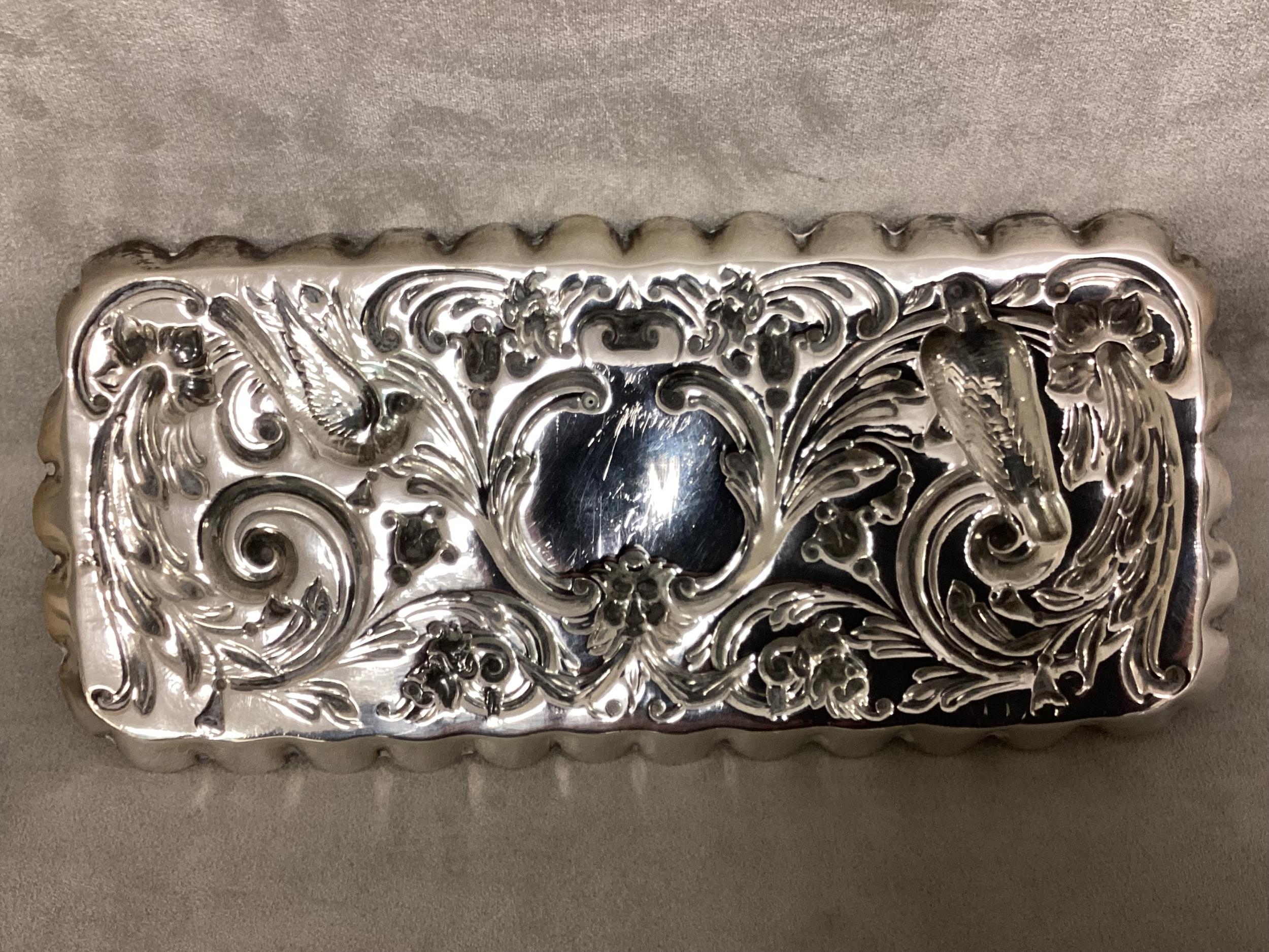 A Collection of Sterling silver and unmarked white metal items to include Repousse Pen tray, Sweet - Image 10 of 11