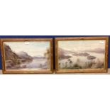 Pair of Scottish watercolours, in partial gilt frames, unsigned, 27 x 42cm