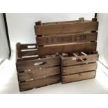 Three vintage wooden crates stamped G F Townsend and Son