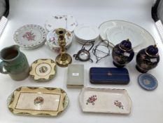 Misc. collection of items to include, Onyx Box Wedgewood items and a candlestick