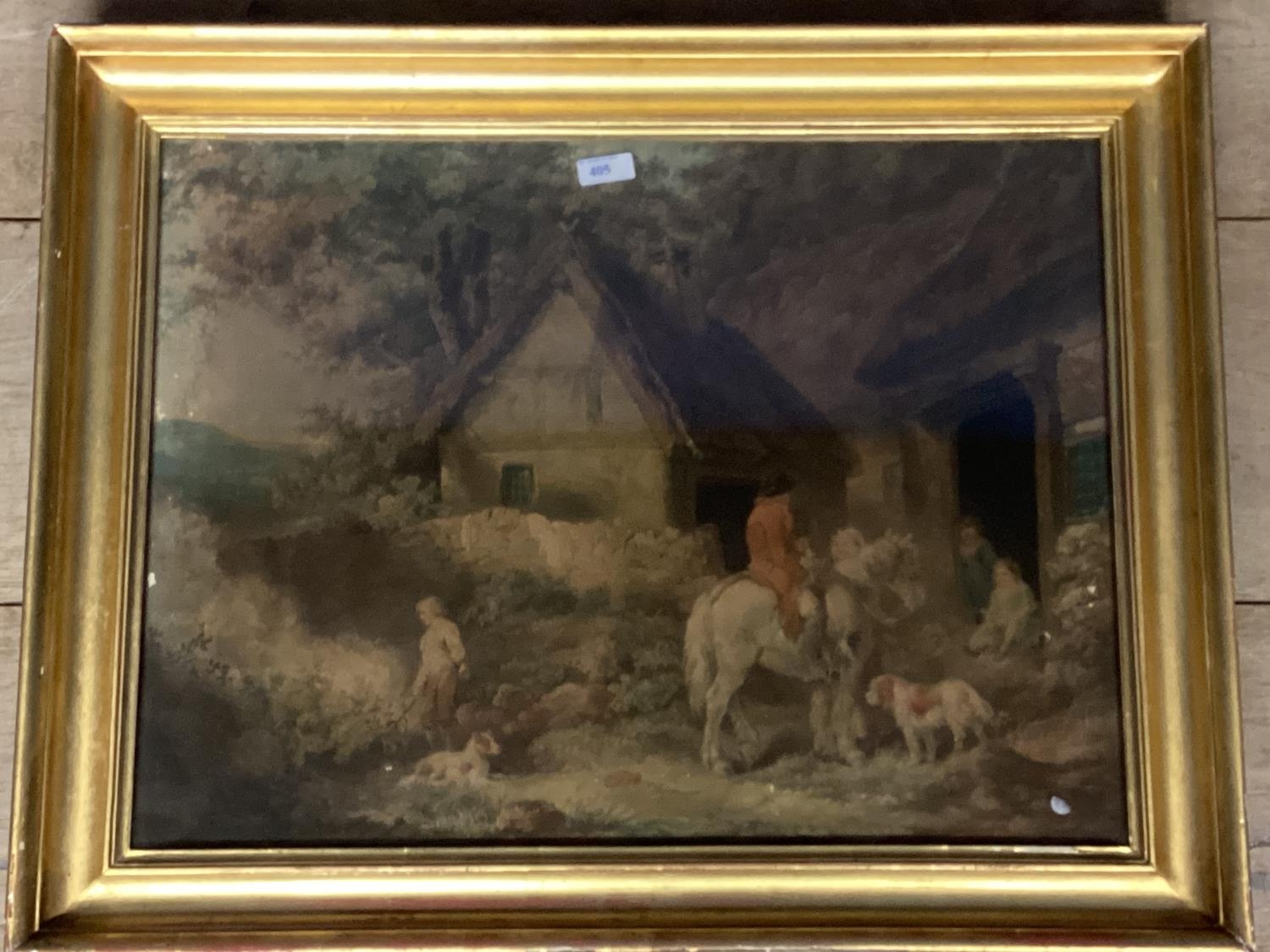 Framed and glazed C19th etching print of a country scene 44cm x 58cm - Image 2 of 5