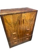 Suite: Walnut veneered Art Deco style  Gentleman's compactum, with fitted interior, trousers