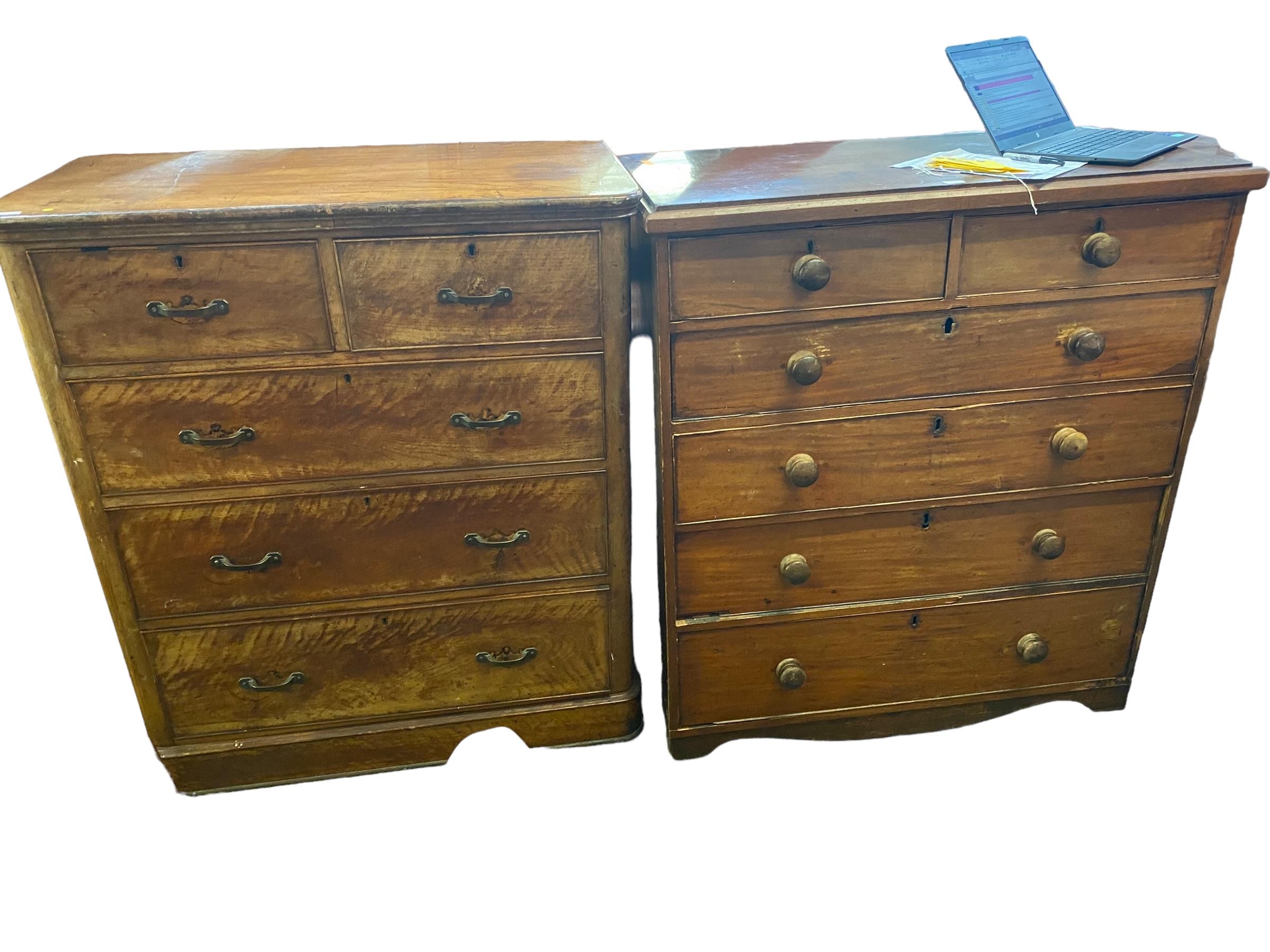 Pine chest of 2 short over 3 long graduated drawers 107cm w x 56 cm d x 125 cm h, and another - Image 2 of 2