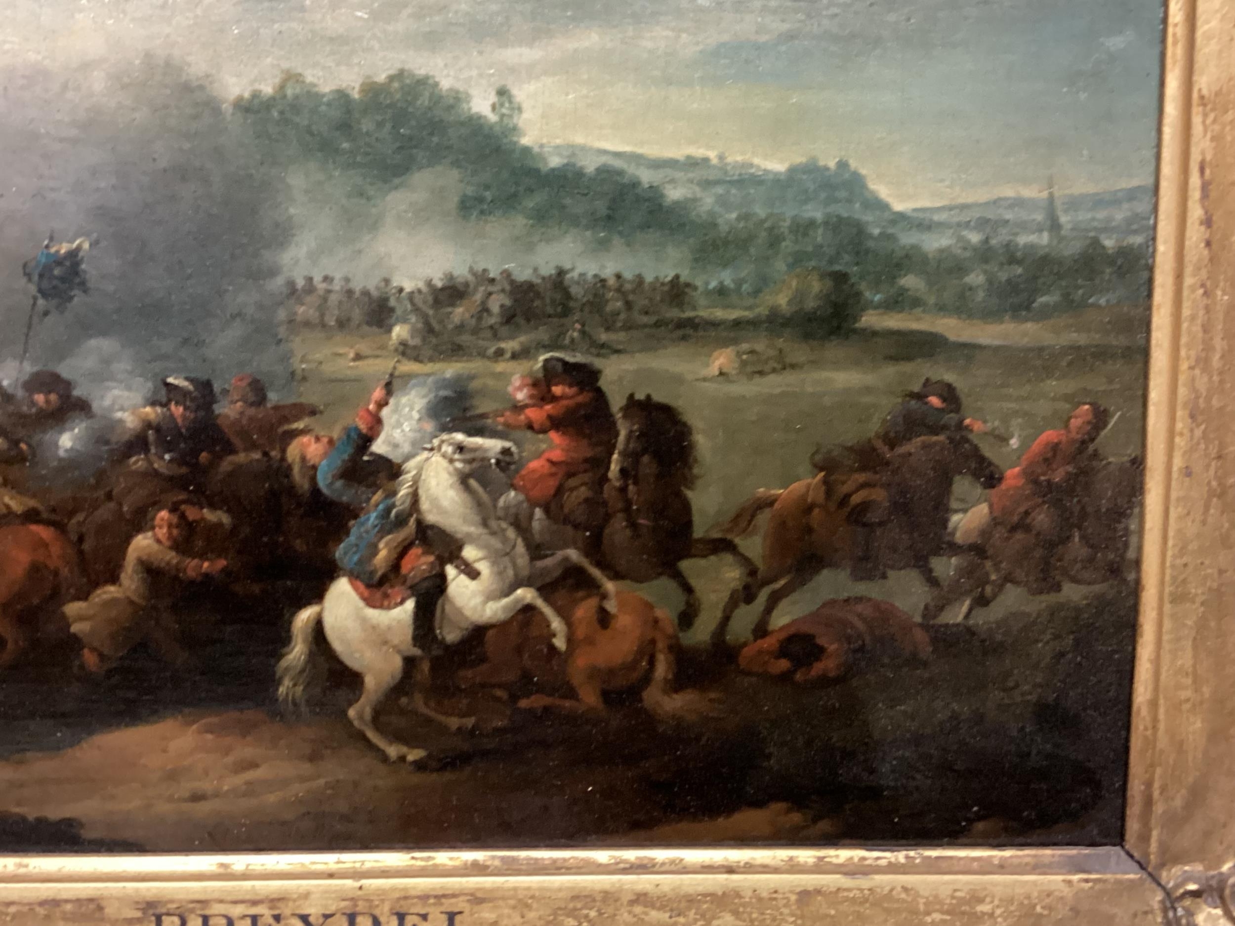 KAREL BREYDEL (1678-1733) , oil on board/panel, matched pair of Cavalry engagements, in matching - Image 15 of 21