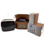 A collection of C20th electrical items to include an indesit VHF 11.5" Bakelite style cased TC