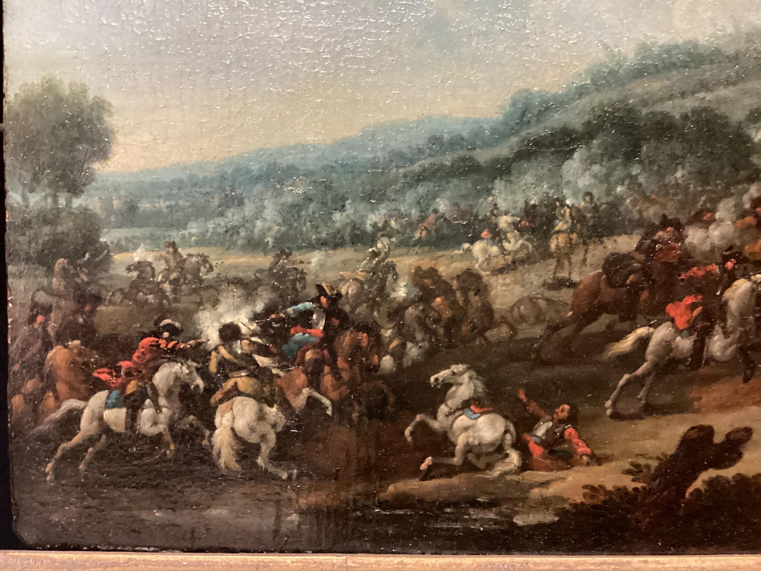 KAREL BREYDEL (1678-1733) , oil on board/panel, matched pair of Cavalry engagements, in matching - Image 5 of 21