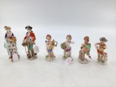 Collection of 6, early C20th, Capodimonte figures to include a set of 4 cherubs