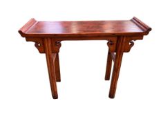 A C19th/C20 Chinese style Chinese hardwood alter table, 111 x 90 x 36cm