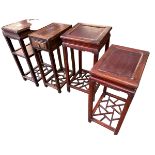 A collection of four C19/C20th Chinese hardwood jardini�re stands, largest 77cmH