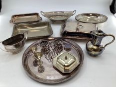 A collection of electro plated wares, lidded dishes, trays etc