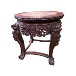 A collection of C19/20th Chinese Hardwood stands or side tables to include a marble topped