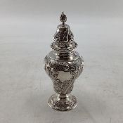 Stirling silver sugar shaker with strolling chased design by Goldsmith and Silversmiths Company