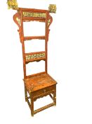 A C19th style Chinese hardwood stand with pierced and gilt decoration 171 x 76 x 41cm