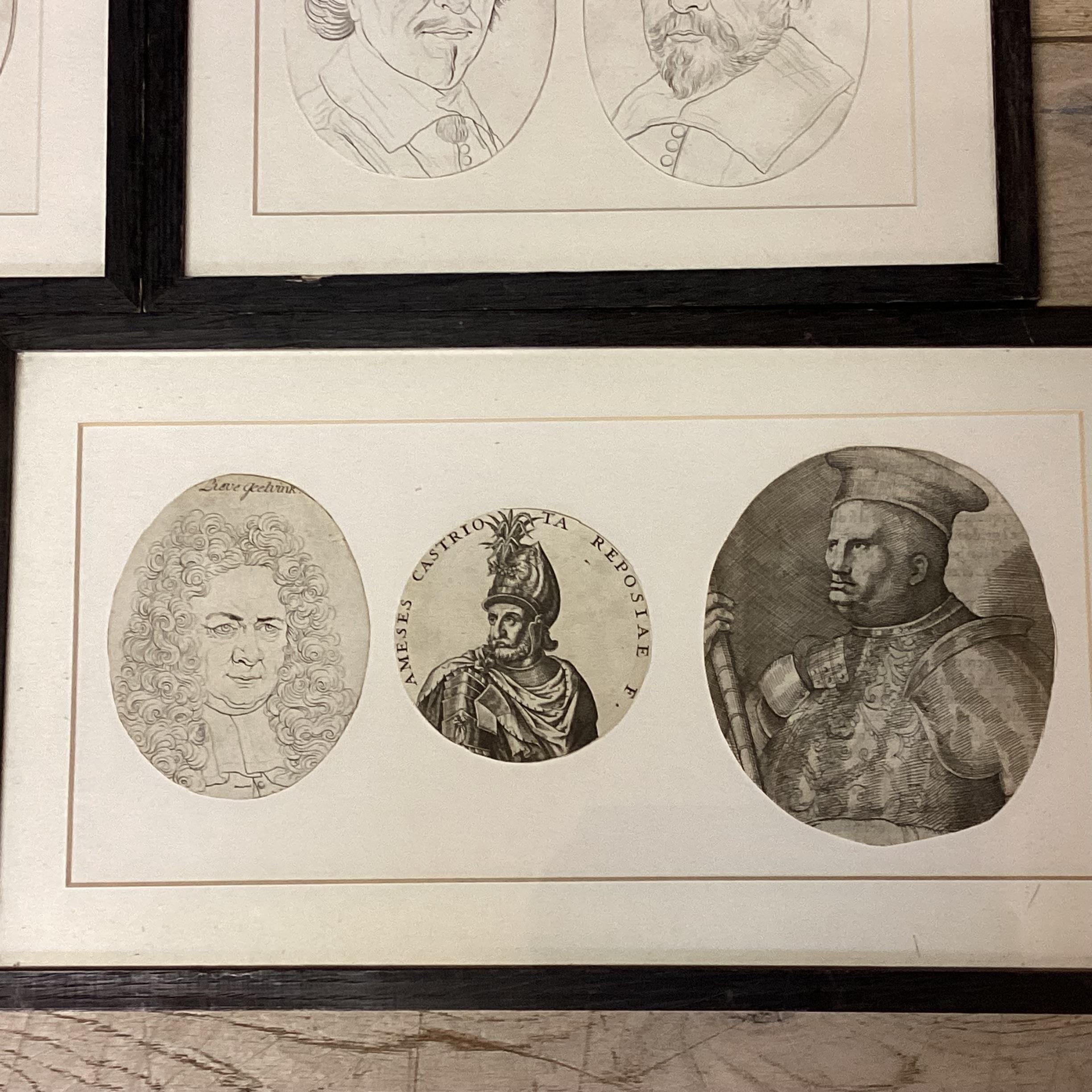 Quantity of framed C19th & C20th portrait prints and pencil sketches of historical figures from - Image 3 of 10