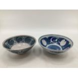 Alan Caiger-Smith two large bowls each monogrammed to base 23cm and 24cm dia; Aldermarston Pottery