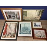 Six glazed and framed L S Lowry Prints, various sizes