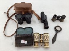 Collection of binoculars, opera glasses, to include a pair by the Jockey Club Paris and a military