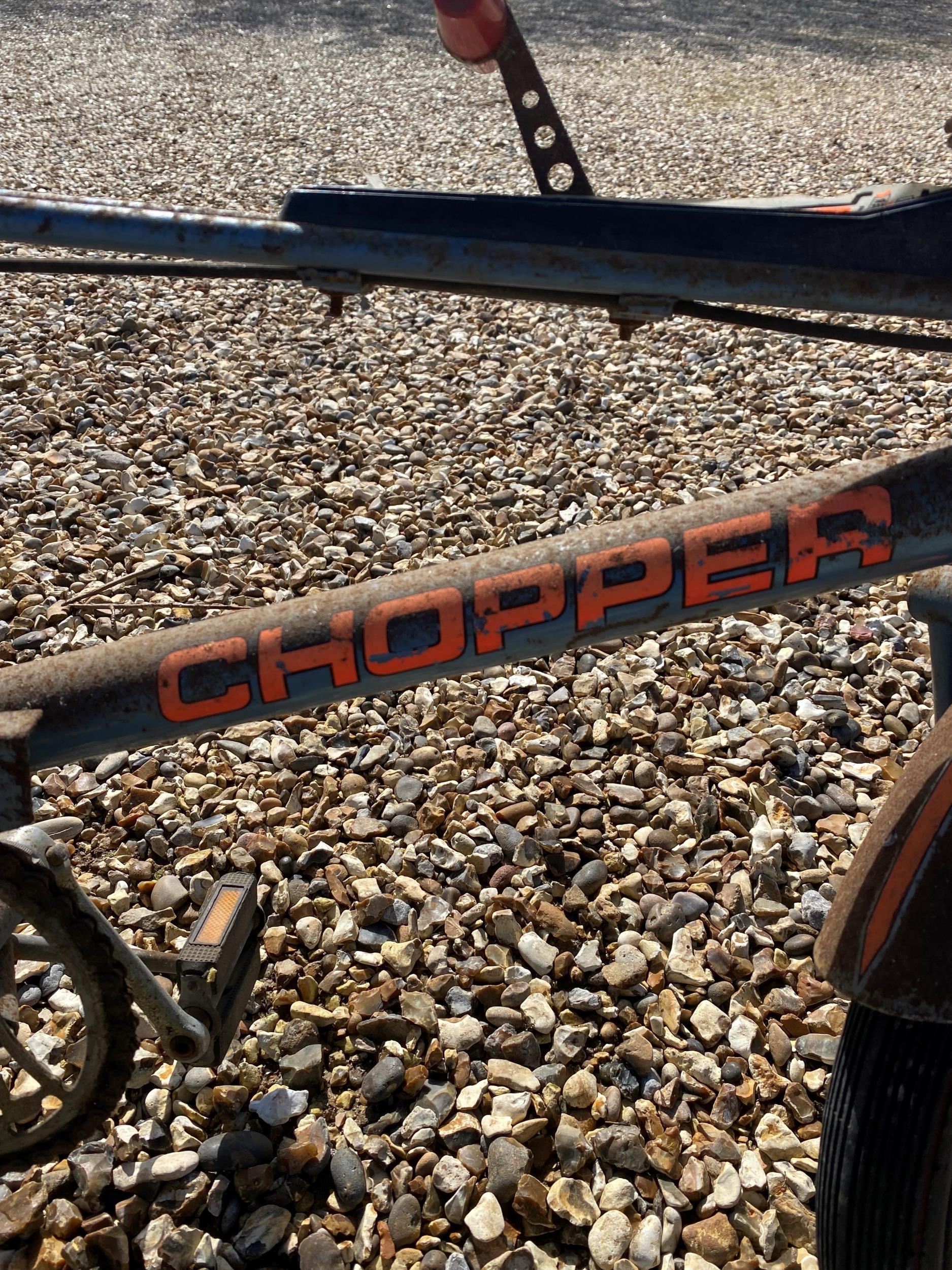 A vintage Raleigh Chopper bike, stamped Arrow Wedge, serial number slightly worn. Bike rusty and - Image 8 of 8