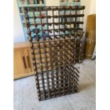 Large wine rack - with wear, small areas of rust, and some parts missing , takes 128 bottles,